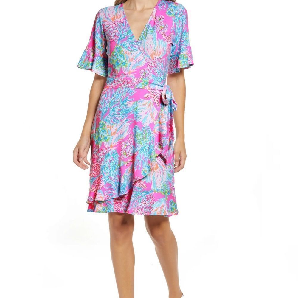NWT Lilly Pulitzer Isella Wrap Dress SMALL Prosecco Pink Seaing Things
